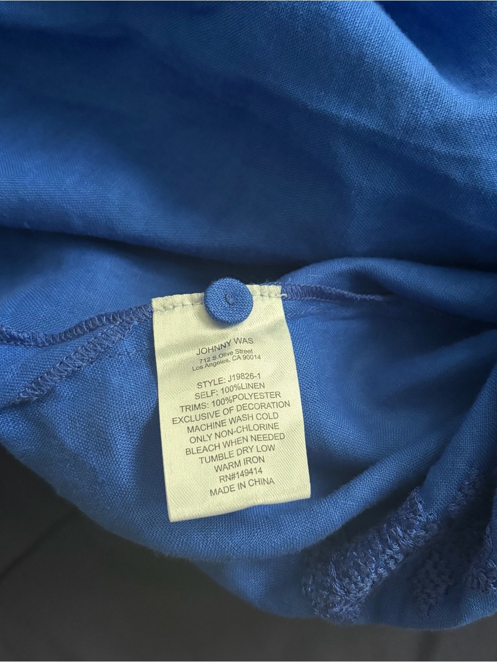 Johnny Was Ruffle Sleeve Shirt in Admiral Blue - Picture 9 of 12